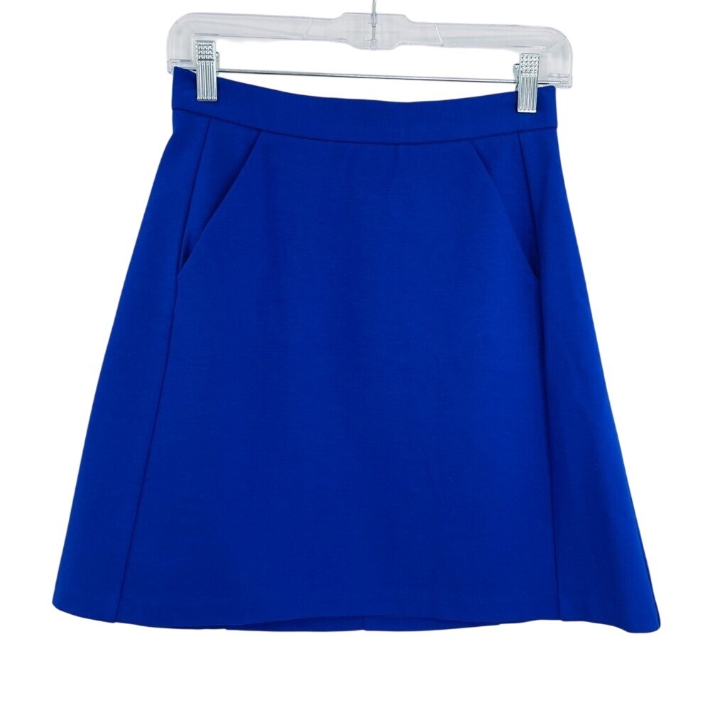 Hutch Mini Skirt Womens XS Blue A Line Ponte Knit Anthropologie Preppy Office